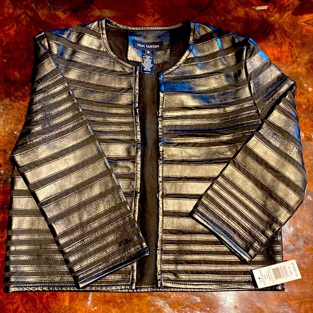 NWT Pink Tartan leather jacket